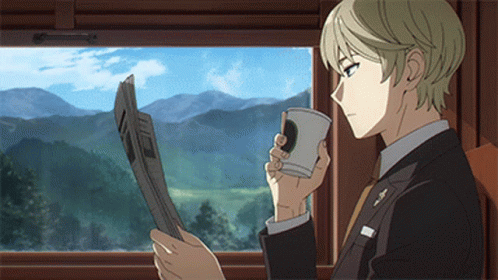 Loid Forger Drinking Tea On Train GIF