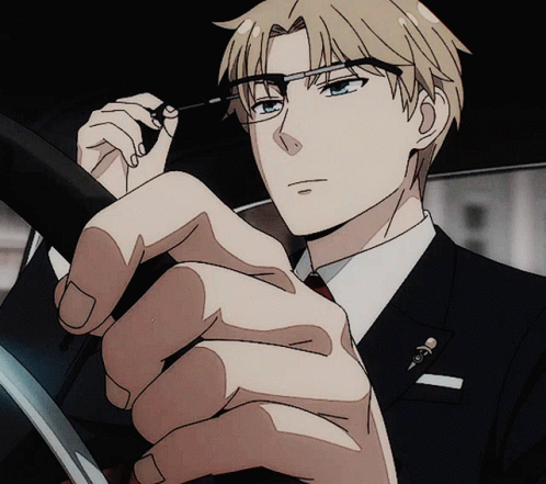 Loid Forger Driving Fixing Eyeglasses GIF