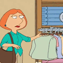 Lois Griffin Looking at Clothes in Closet