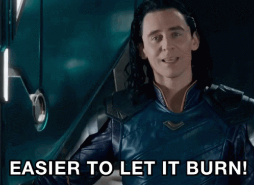 Loki Says Easier To Let It Burn In Front Of A Building GIF
