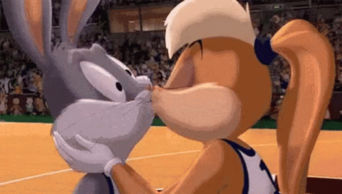 Lola Bunny Kiss Bugs Bunny For Goodluck GIF