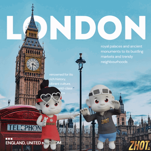 London Poster With Clock Tower and Phone Booth