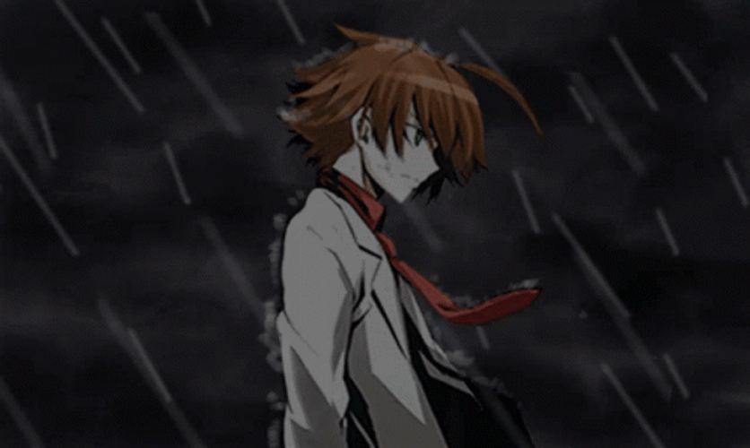 Lonely Anime Boy In Rain GIF 