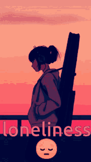 Lonely Anime Girl Headphones Guitar GIF
