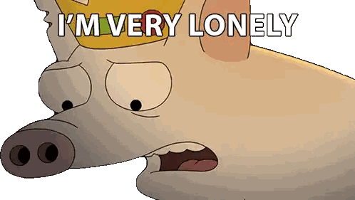 Lonely Cartoon Pig with Crown