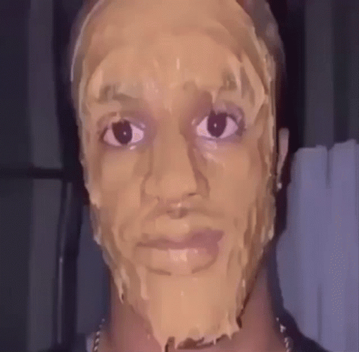 Long Faced Guy Wears Peanut Butter Face Mask GIF