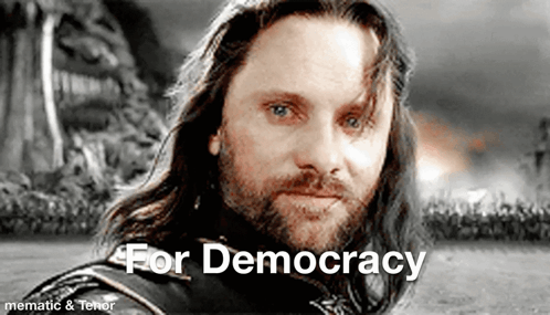 Long Hair Beard Man Saying For Democracy