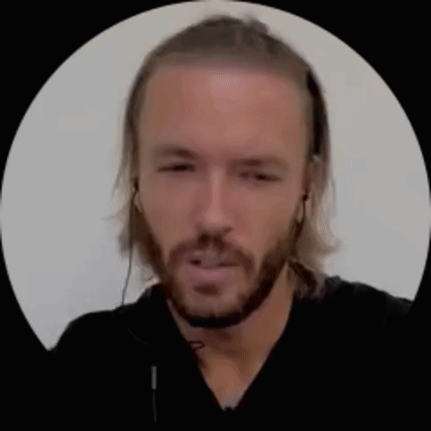 Long Hair Beard Man With Headphones And Black Shirt GIF