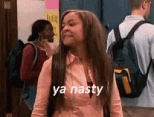 Long Hair Girl At Locker Saying Ya Nasty GIF