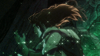 Long Hair Person Surrounded By Green Lights GIF