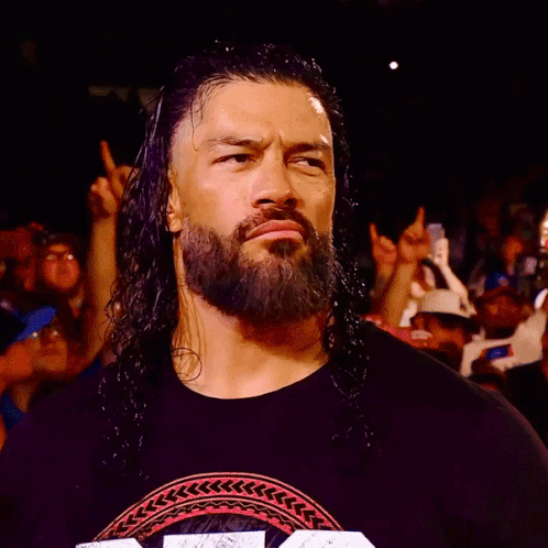Long Haired Bearded Man Black Shirt WWE