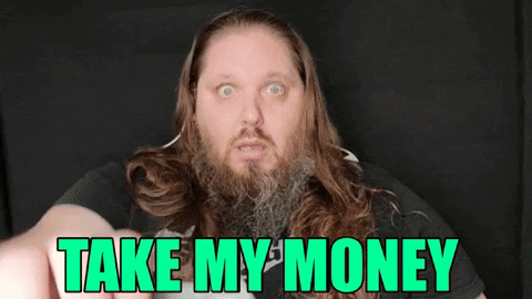 Long Haired Bearded Man Saying Take My Money
