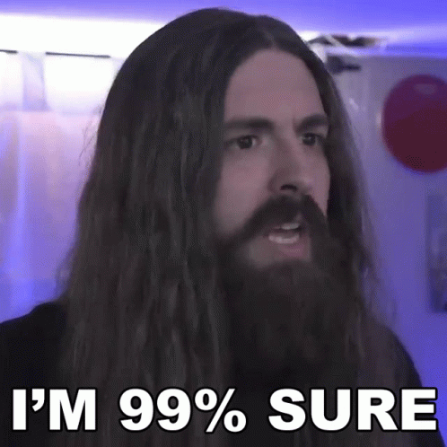 Long Haired Bearded Man With I'm 99% Sure