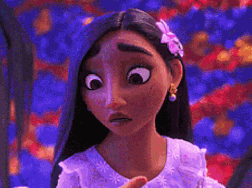 Long-Haired Cartoon Girl with Flower Making Funny Face