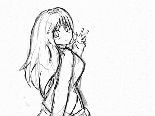 Long-Haired Girl Giving Peace Sign GIF