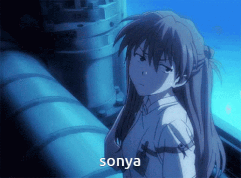Long-Haired Girl In Front Of Pipe With Sonya GIF