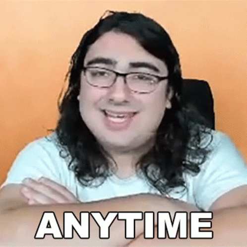 Long Haired Man Says Anytime GIF