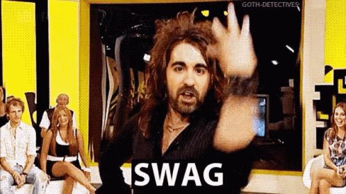 Long Haired Man With Beard Making Swag Gesture GIF