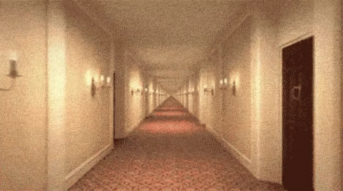 Long Hallway With Door Letter D GIF