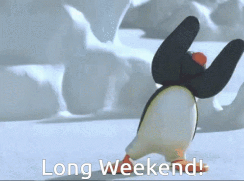 Long Weekend Penguin Happy Dance GIF
