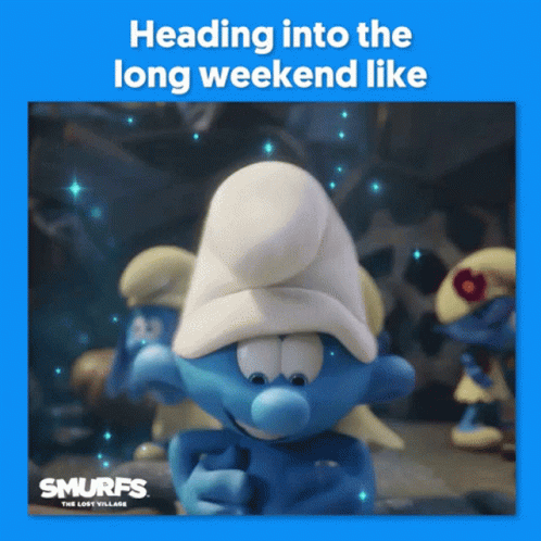 Long Weekend Smurfs Flipping Out GIF