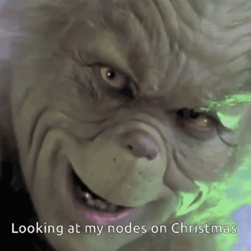 Looking At My Nodes On Christmas Is Written On A Picture Of A Grinch GIF