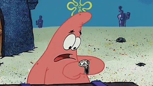 Looking At Watch Patrick Spongebob Time GIF