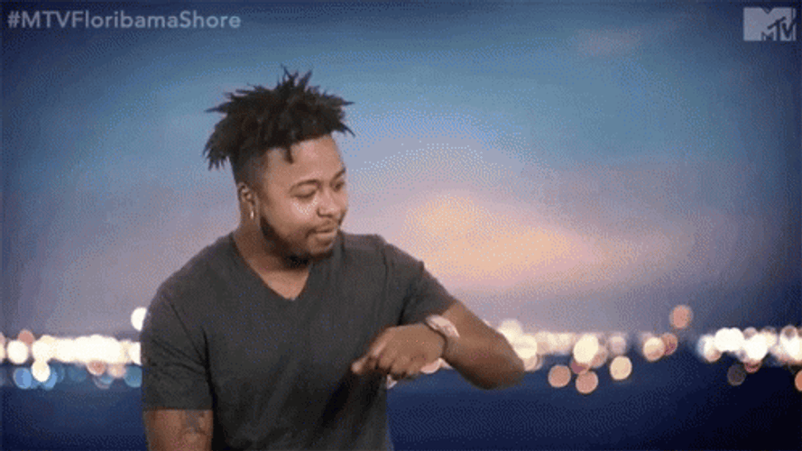 Looking At Watch Black Man Nod  GIF
