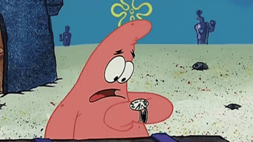Looking At Watch Patrick Spongebob Time GIF