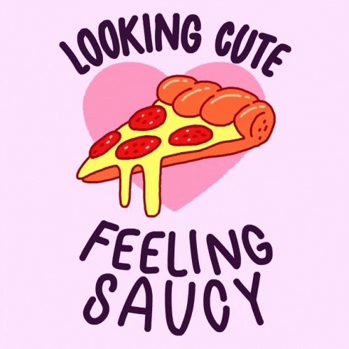 Looking Cute Feeling Saucy Animated Pizza GIF