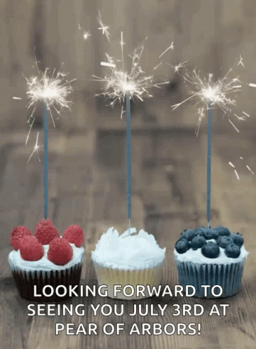 Looking Forward to Seeing You July 3rd Pear of Arbors Sparkler Cupcakes