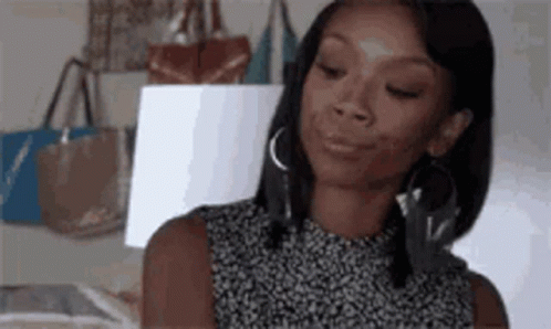 Woman Looking Up And Down GIF