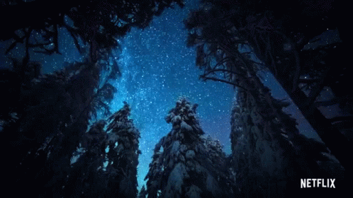 Looking Up At A Starry Night Sky With A Netflix Logo In The Corner GIF