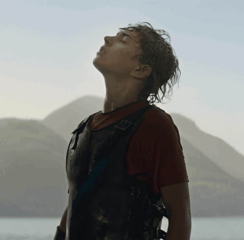 Looking Up Wet Percy Jackson GIF