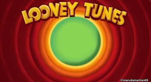 Looney Tunes Logo With A Green Circle In The Center GIF