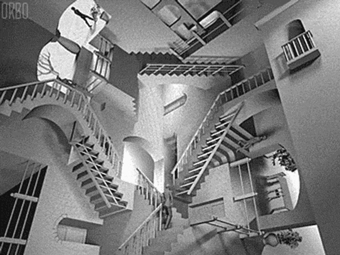 Loop Escher Relativity Staircase Confusion GIF