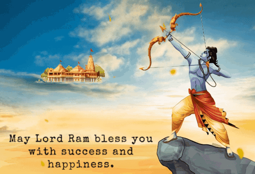 Lord Ram With Phrase May Lord Ram Bless You With Success And Happiness GIF