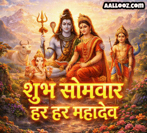 Lord Shiva And Family With Aallooz.com Message GIF