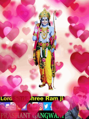 Lord Shri Shree Ram Ji Surrounded by Hearts