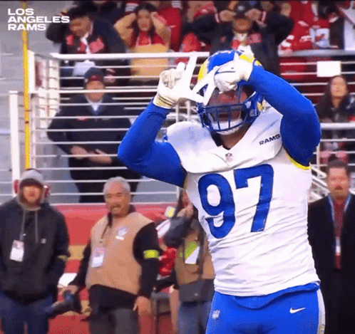Los Angeles Rams Number 97 Celebrating Touchdown
