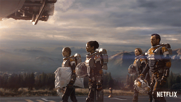 Lost In Space People Boarding Massive Spaceship GIF
