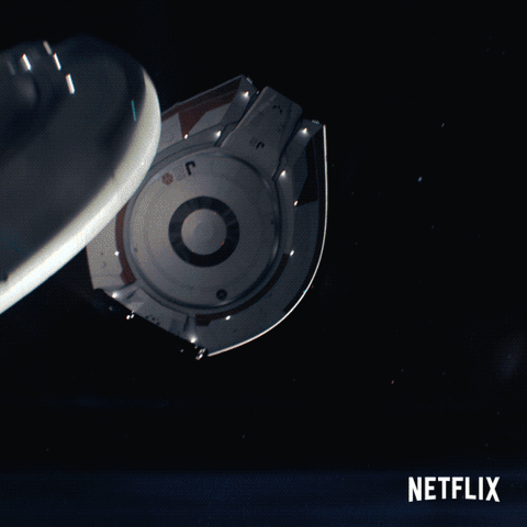 Lost In Space Spaceship Evading Blastwave GIF