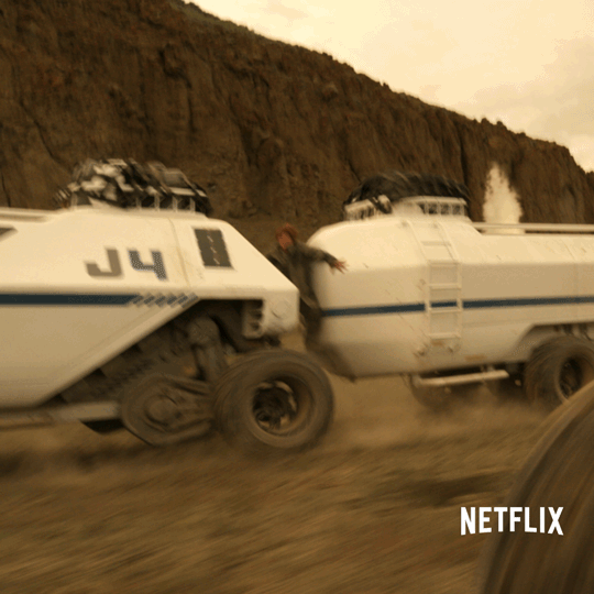Lost In Space Speeding Land Rover Exploding GIF