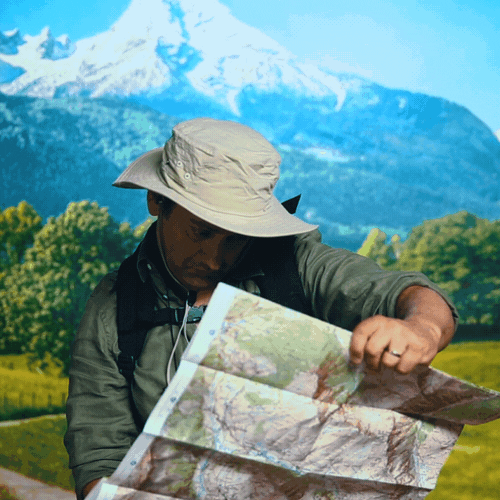 Lost Traveler Looking At Map GIF