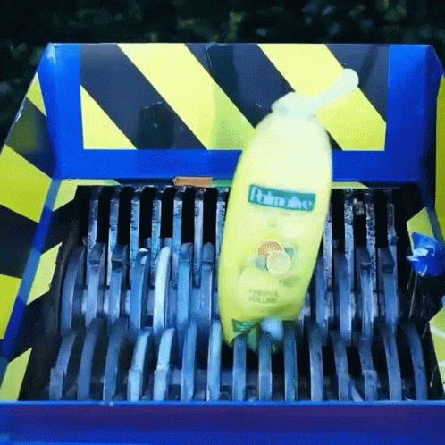 Lotion Bottle Inside Crusher Machine GIF
