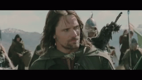 Lotr Viggo Mortensen And Miranda Otto See Each Other GIF