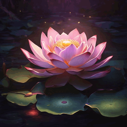 Lotus Flower With Yellow Center GIF