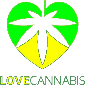 Love Cannabis Logo With Marijuana Leaf