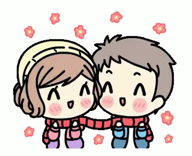 Love Cute Animated Cuddling Couple GIF 