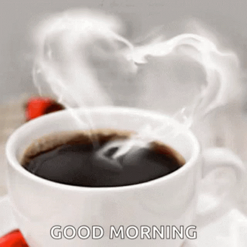 Love Good Morning Hot Coffee Smoke Forming Heart GIF
